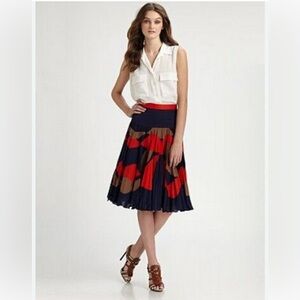 Milly of New York Christine Skirt, multicolored 100% Cotton Flare Midi, size 4
